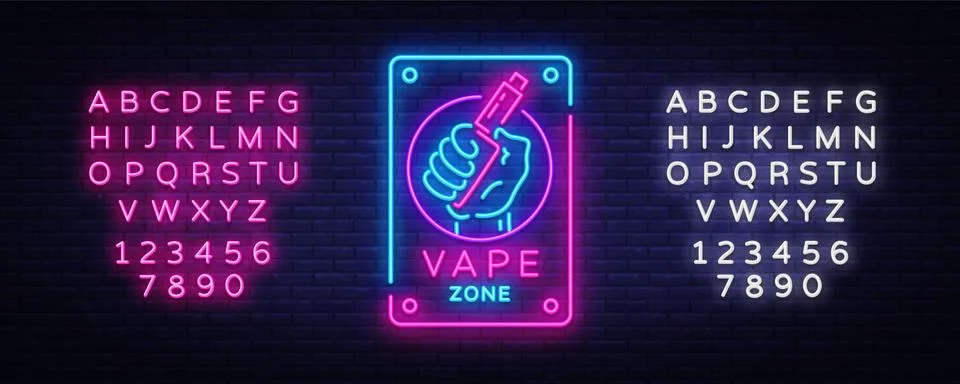 Zone Vaping neon sign vector template, light banner, bright night illustration Stock Illustration