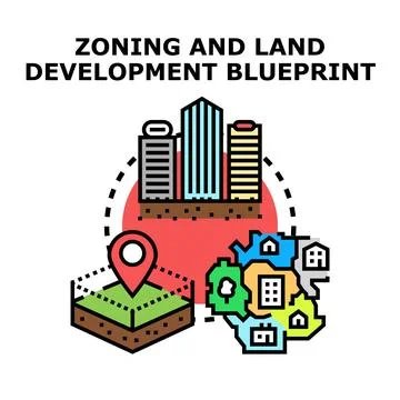 Zoning and land development blueprint planning urban areas Stock Illustration