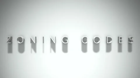 Zoning codes 3D title animation white text on a white background Stock Footage 299423170