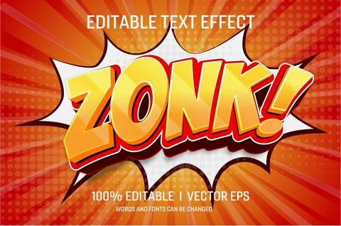 Zonk vector 3d text effect with modern style design Stock Illustration