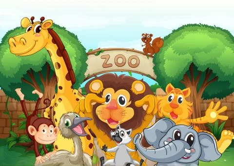A zoo and the animals イラスト素材