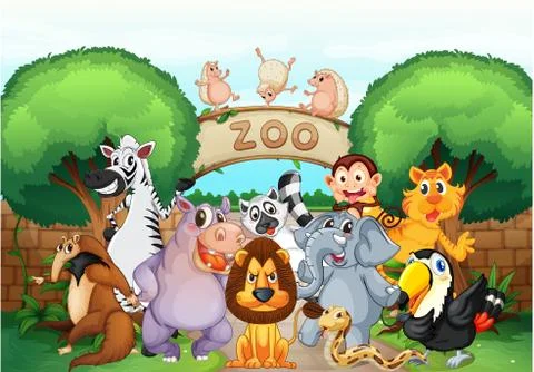 Zoo and animals 库存插图