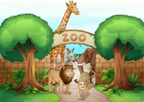 A zoo and the animals Stock Illustration