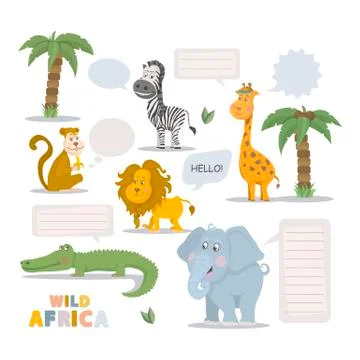 Zoo animal set Stock Illustration
