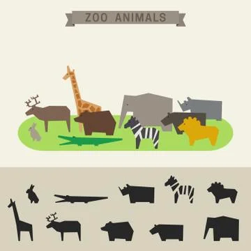Zoo animals Stock Illustration