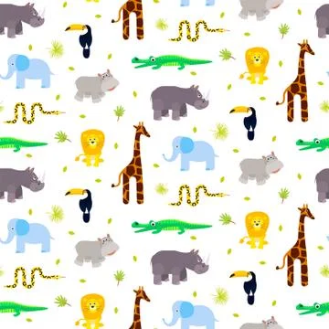 Zoo animals kid seamless pattern vector Stock Illustration