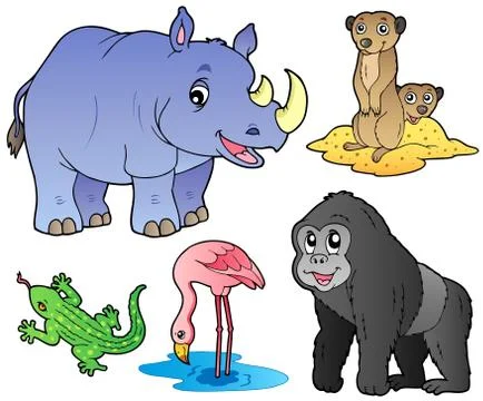 Zoo animals set  库存插图