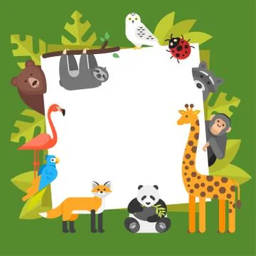 Zoo animals. Template for banner Stock Illustration