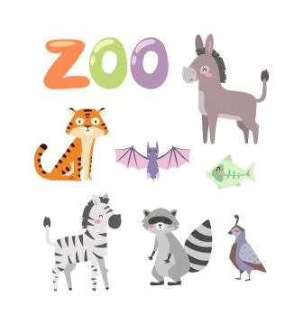 Zoo animals vector set Illustrazione stock