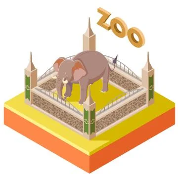 Zoo Elephant isometric icon2 Stock Illustration