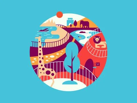 Zoo flat illustration Stock Illustration