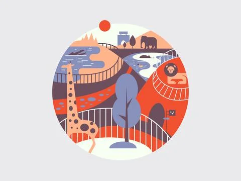 Zoo flat illustration Stock Illustration