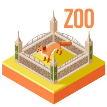 Zoo Fox isometric icon Stock Illustration