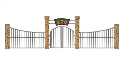 Zoo gate. Isolated object in cartoon style. Gateway with lattice Stock Illustration