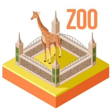 Zoo Giraffe isometric icon Stock Illustration
