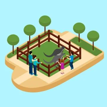 Zoo Isometric Illustration イラスト素材