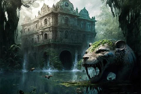 A Zoo In A Jungle Stock Illustration