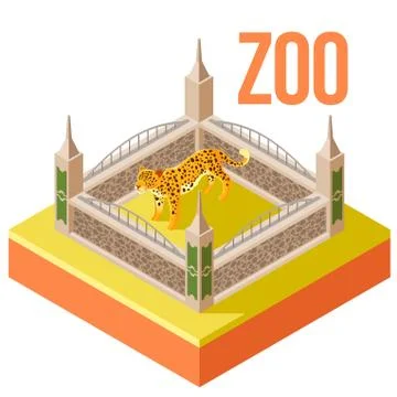 Zoo Leopard isometric icon Stock Illustration