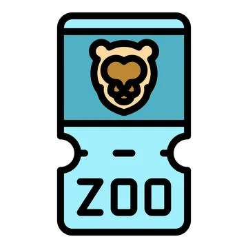 Zoo pass card icon vector flat Stock Illustration