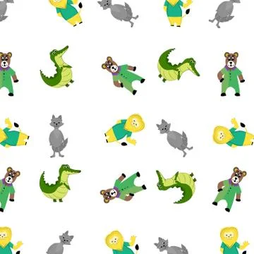 Zoo pattern with cartoon animal Stock Illustration