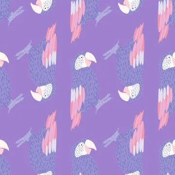 Zoo seamless doodle pattern with decorative pink, blue and white colored ara  イラスト素材