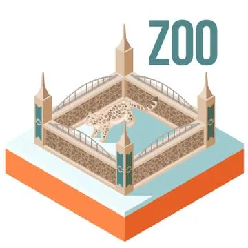 Zoo Snow Leopard isometric icon Stock Illustration