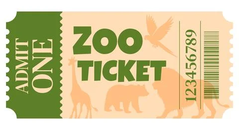 Zoo ticket admit one animals Stock Illustration
