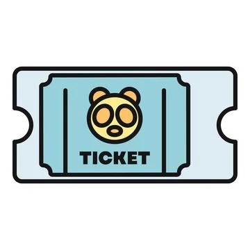 Zoo ticket with cartoon panda bear symbol Stock Illustration