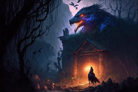 A Zoo In A Volcano Stock Illustration