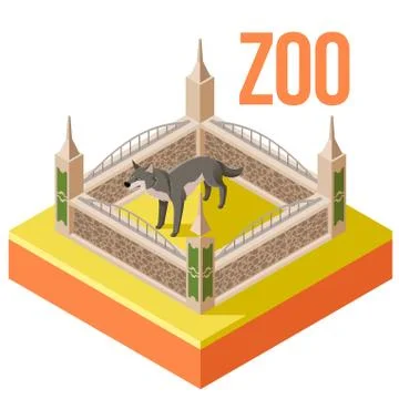 Zoo Wolf isometric icon Stock Illustration