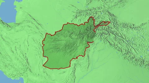 Zoom in to 3d map of Afghanistan Stock Footage 169560513