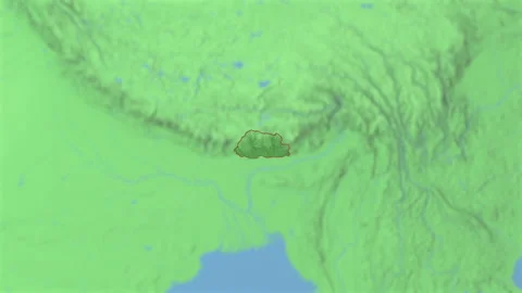 Zoom in to 3d map of Bhutan Stock Footage 169555173