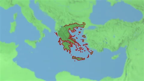 Zoom in to 3d map of Greece Stock Footage 199211602