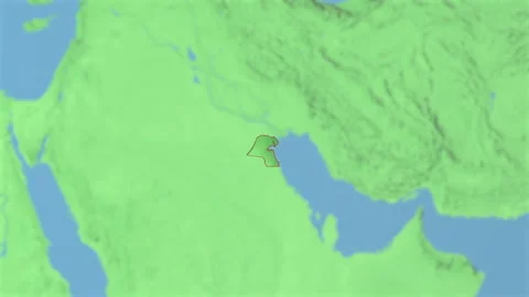 Zoom in to 3d map of Kuwait Stock Footage 183898032