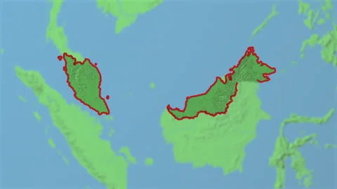 Zoom in to 3d map of Malaysia Stock Footage