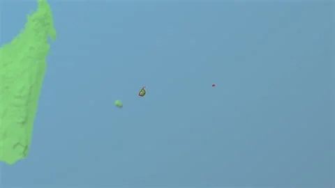 Zoom in to 3d map of Mauritius Video stock 194441768
