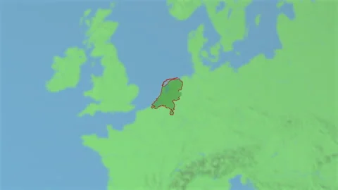Zoom in to 3d map of Netherlands Stock Footage 194450155
