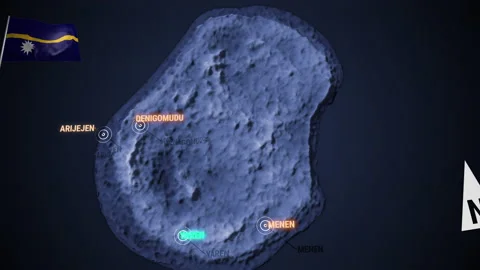 Zoom in to 3d map night of Nauru Stock Footage 220039676