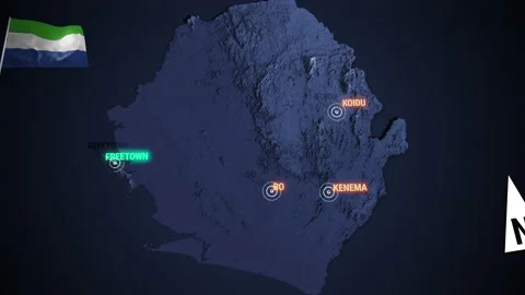 Zoom In To 3d Map Night Of Sierra Leone Stock Video Pond5