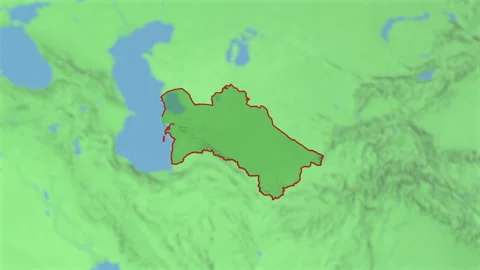 Zoom in to 3d map of Turkmenistan Stock Footage 199716940
