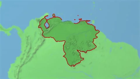 Zoom in to 3d map of Venezuela Stock Footage 201006723