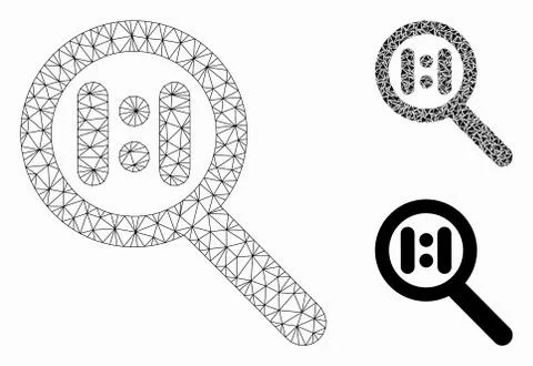 Zoom Actual Scale Vector Mesh Wire Frame Model and Triangle Mosaic Icon Ilustração Stock