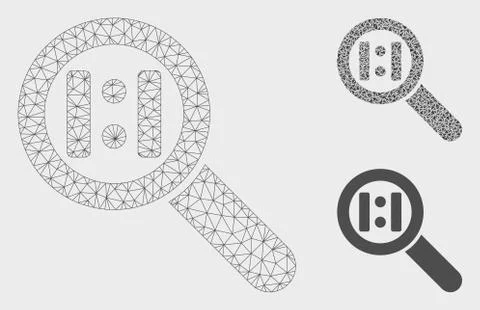 Zoom Actual Size Vector Mesh Network Model and Triangle Mosaic Icon Ilustração Stock