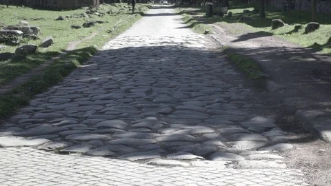 Zoom in ancient Via Appia in Rome Stock Footage 73984446