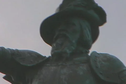 Zoom In and Out of St. Augustine Statue Stock Footage 147323