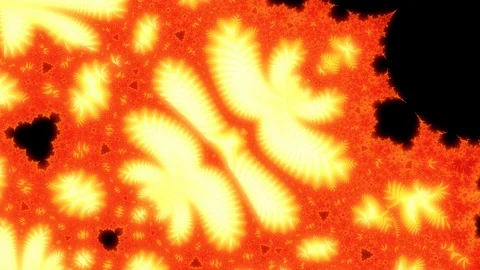 Zoom In and Out of Trippy Psychedelic Fiery Fractal Shape Pattern Stock Footage 124305834