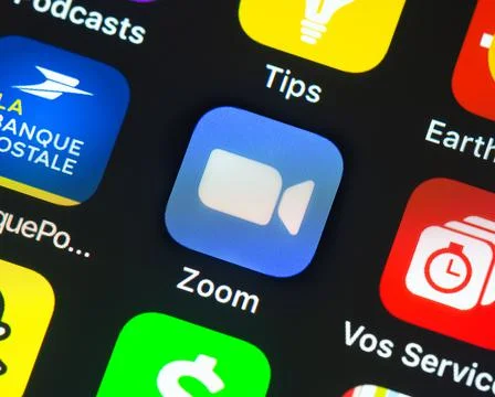 Zoom app on Apple iPhone screen 写真素材