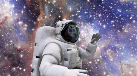Zoom in to the astronaut in outer space Video stock 56952252