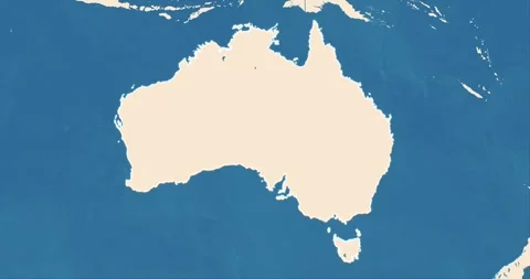 Zoom in of a Australia map with most important cities and frontier lines Video stock 328057806