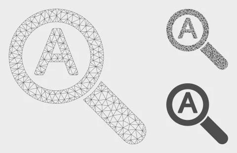 Zoom Auto Scale Vector Mesh 2D Model and Triangle Mosaic Icon Ilustração Stock